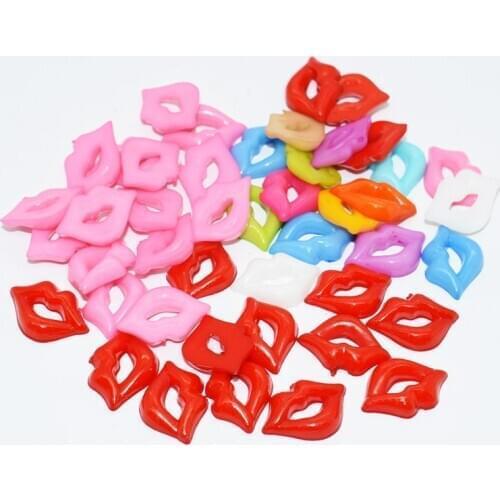 100Pcs Red Pink Mix Plastic Sexy Lips Mouth Decoration Cabochons Flatback Scrapbook Diy Crafts EB007