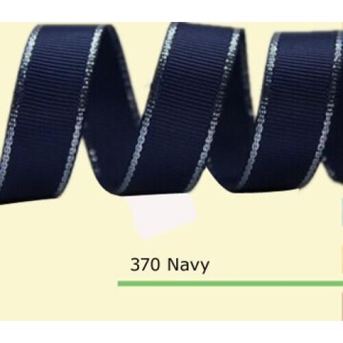 3/8" Silver Metallic Edge Grosgrain Ribbon Navy Grosgrain Ribbon Printing Grosgrain Ribbon