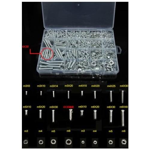 330pcs M3 M4 M5 M6 Nuts Washers Phillips Round Head Bolts Flat Sheet Metal Screws High Quality