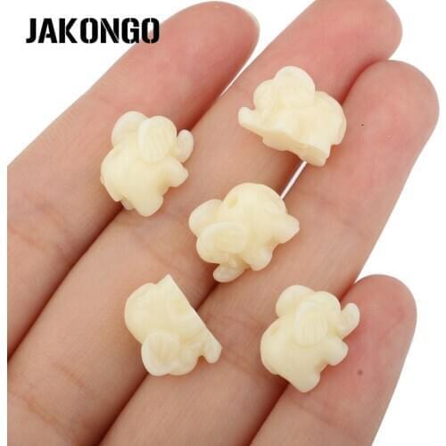 40pcs Acrylic Ivory White Elephant Spacer Beads for Making Bracelets Accessories Craft DIY Jewelry Findings 15x9mm