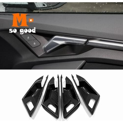 ABS Carbon fiber 4pcs For Audi A3 Car Inner Armrest Door Bowl Window Handle Frame Panel Cover Trim 2021 Decoration Accessories