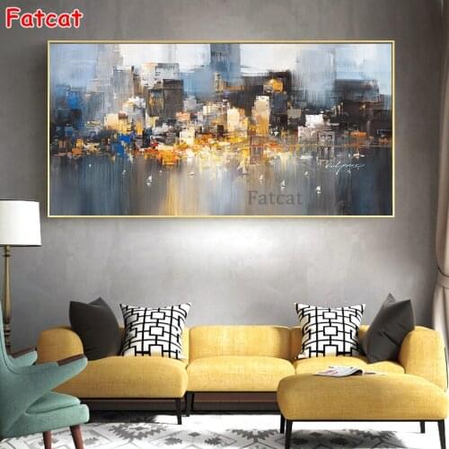 Diamond painting abstract painting building full diamond square 5D DIY diamond embroidery money spent on large entrance PP2323