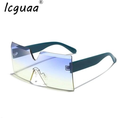 Frameless One Piece Sunglasses Oversize Diamond Eye Wear Women Brand Design Square Sun Glasses Lunette De Soleil