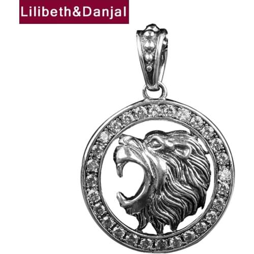 The Lion King Real 925 Sterling Silver Necklace Pendant Vintage Inlaid Zircon Fashion Fine Jewelry Accessories Women Men 2021 P3