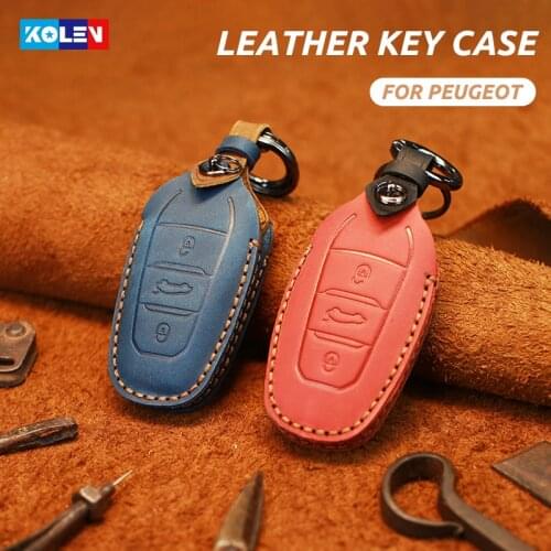Genuine Leather Car Key Case Cover Fob Shell For Peugeot 5008 208 308 408 508 2008 3008 4008 For Citroen C4 C4L C6 C5 X7 Picasso
