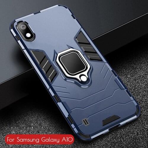 For Samsung Galaxy A10 Case Armor PC Cover Finger Ring Holder Phone Case for Samsung A 10 Cover Shockproof TPU Rim Bumper Shell
