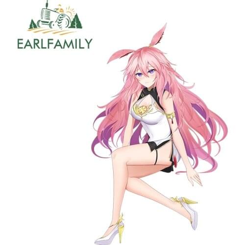 EARLFAMILY 13cm x 8.1cm for Honkai Impact 3 Cheongsam Girl Vinyl Car Stickers Skateboard Window Bumper Decoration Car Styling