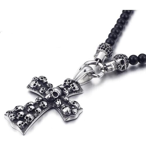 FDLK New Mens Punk Rock Cross Skull Necklace Pendant Fashion Carbide Best Friends Jewelry
