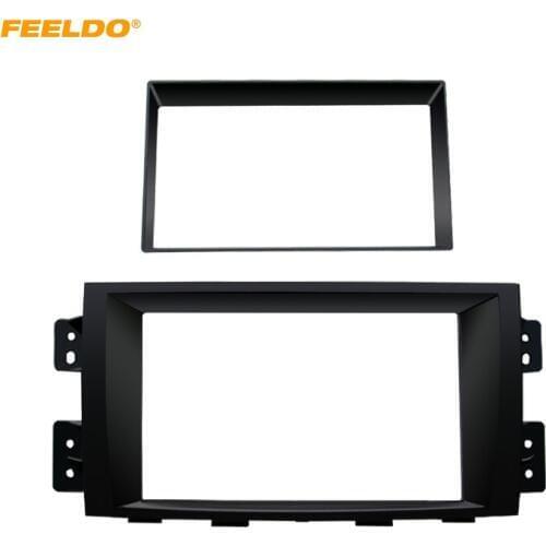 FEELDO Car 2DIN Radio Fascia Frame for KIA Borrego Mohave 2010 Plate Panel Dashboard Trim Mount Installation Frame Kit