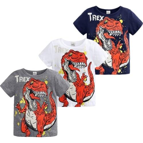 Boy T-shirts Summer Kids Clothes Cartoon Dinosaur Cool T-shirt Tops Shirts for Boys Tee Childrens Clothing from 2 to 7 Years