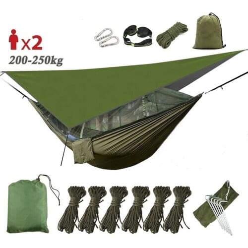 Camping Hammock with Mosquito Net&Rainfly Tent Tarp & Tree Straps,Portable Nylon Hammock Tent for Camping Hiking Backyard Travel
