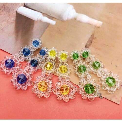 Colorful Beads Earrings Flower Waving Long Pendant Handmade Translucent Boho Jewelry