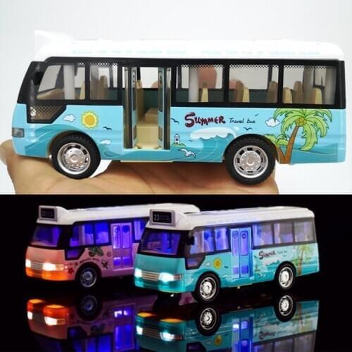 Sound Light Tour Bus Model Boy Toy Diecasts Toy Vehicles Kids Gift