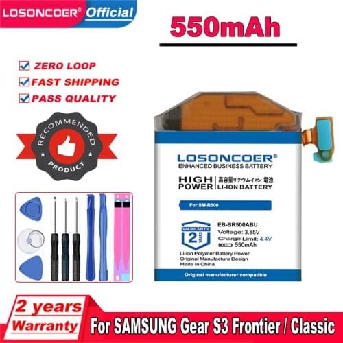 LOSONCOER Top Brand 100% New 400mAh EB-BR500ABU Smart Watch Battery for Samsung Galaxy Watch Active SM-R500 Batteries