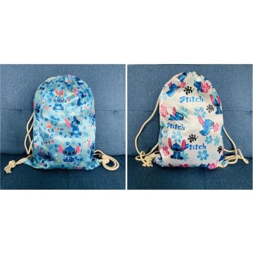Disney Lilo & Stitch Fashion Anime Figures Cartoon Product Cosplay Accessories Customized Drawstring Backpack Rucksacks Gifts