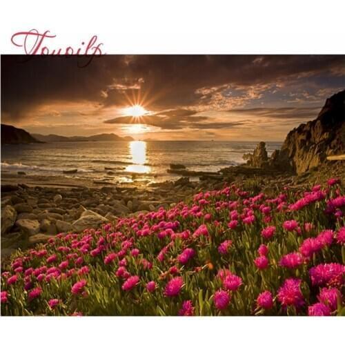 Mosaïque cristal diamant strass plein diamant peinture diamant carré broderie jardin pour décoration photos fleur mer