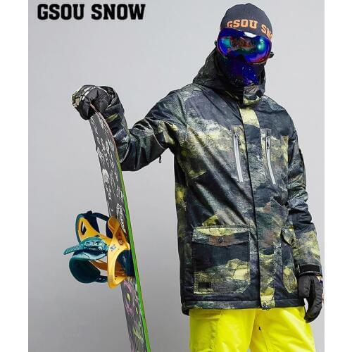 GSOU SNOW Waterproof Windproof Outdoor Sports Brand Ski Jacket Men Snowboard Jacket Winter Skiing Snowboarding Snow Coat