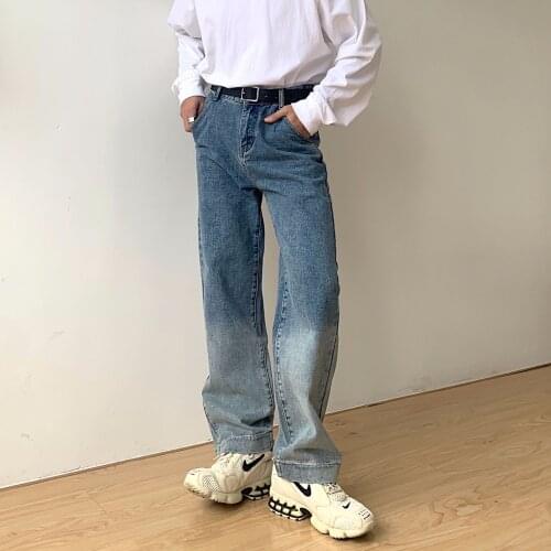 Splicing Color Denim Mens Baggy Jeans Loose Straight Wide Leg Man Pants Women Boyfriend Jeans Oversized Pants Hip Hop Trousers