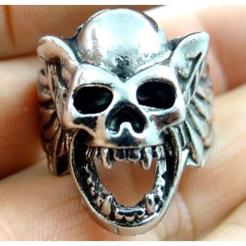 Mens PUNK gothic biker skeleton alloy cool skull party Ring Size 8.5mm P438