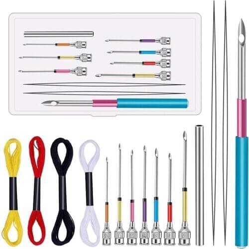 LMDZ 15 Pcs Embroidery Stitching Punch Needle Sets Cross Stitch Tools Handmade Knitting Art Embroidery Needles&Thread