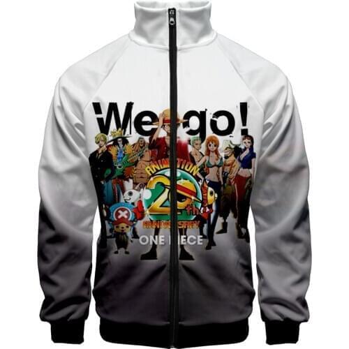 New ONE PIECE 3D printed Stand Collar Zipper Jacket men women Fashion ONE PIECE sweatshirt Ainme long sleeve autumn Jackets