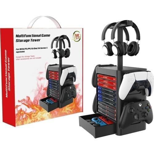 Game CD Disc Tower Stand For PS5 PS4 Xbox Games Discs Storage Tower Holder Rack Organizer for NS Switch Controllers Joy-con