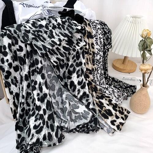 High Waist Casual Fashion Split Print Skirt Leopard Print Mid-length Large Swing A-line Umbrella Skirt 2021 Summer Womens Dress