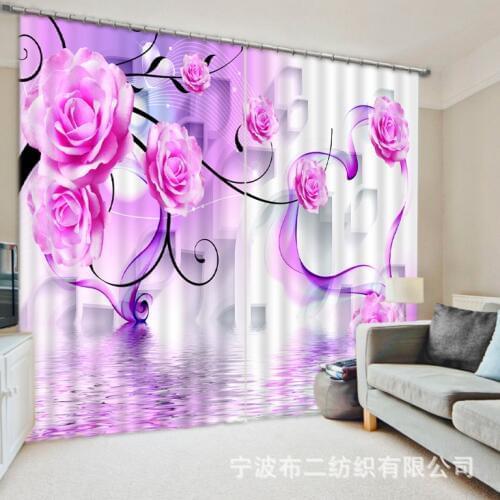 Girl Bedroom Luxury Blackout 3D Window Curtains For Living Room Drapes Cortina Rideaux Customized size flower Cushions cover