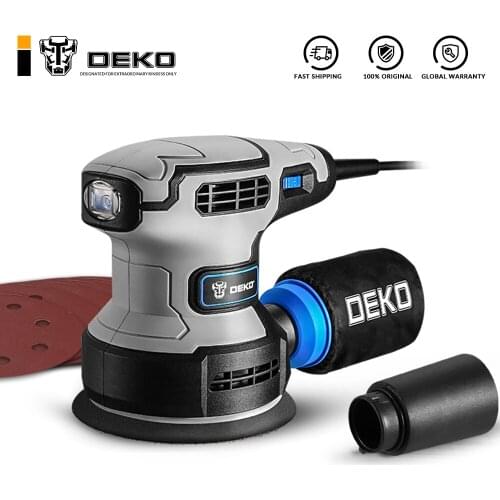 DEKO 320W Random Orbital Electric Sander Machine with 16Pcs 125mm Sandpapers Strong Dust Collection Polisher