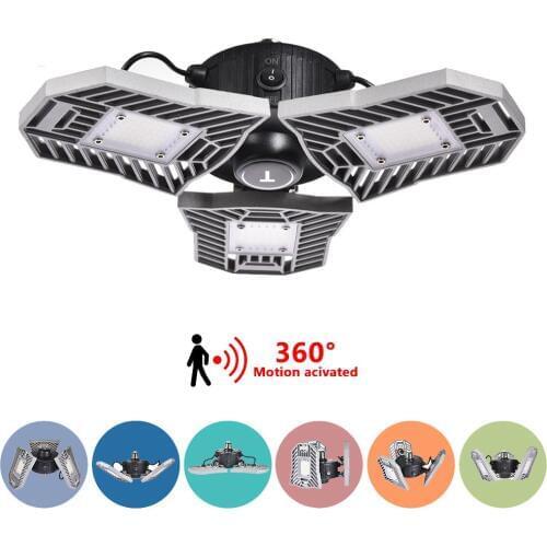 60W Foldable Sensor LED Garage Light Workshop Light E27 Ceiling Lamp for Soccer Field warehouses stadiums Lighting 7000LM