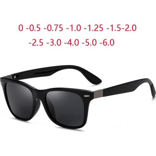Sport Prescription Lenses Square Myopia Sunglasses Men Polarized TR90 Finished Driving Nearsighted Eyeglasses 0 -0.5 -0.75 To -6