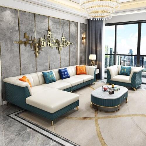 Light luxury sofa, Italian living room, simple small house, postmodern corner combination, American French leather sofa