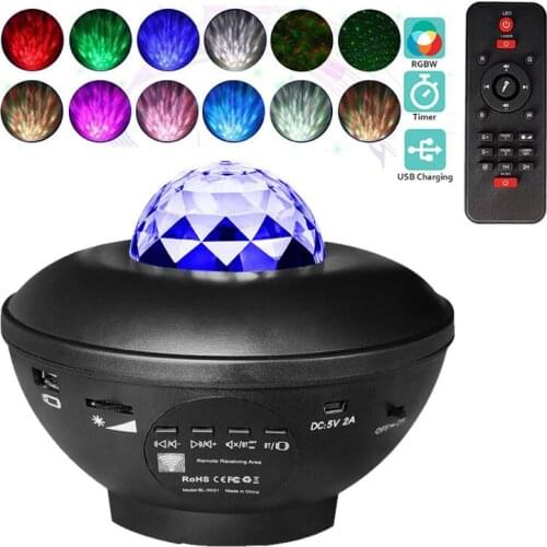 LED Star Galaxy Projector USB Ocean Wave Night Lamp Room Decor Luminaria Decoration Bedroom Lamp Rotate Starry Sky Porjectors