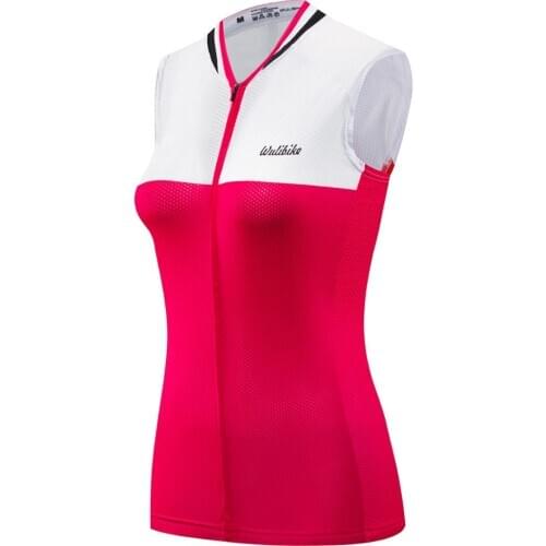 Wulibike Cycling Jersey Womens Sleeveless Bicycle T Shirt Gilet with Back Pocket Bike Quick-Dry Cycling Uniforms for Women