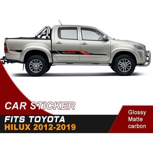 Fit for TOYOTA HILUX 2012 2013 2014 2015 2016 2017 2018 2019 car stickers side door cool 2 colors 4x4 vinyl graphics car decals