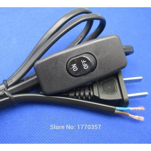 1 pcs New high quality plug switch line wire desk table floor lamp bedside lamp LED switch DIY accessories 1.8 m black White
