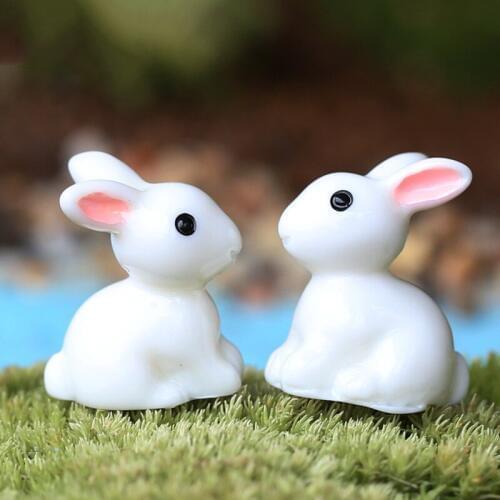 2PCS Figurine Fairy Garden Dollhouse Plant Ornaments Decor Funny Mini Rabbit Craft Decoration Supplies