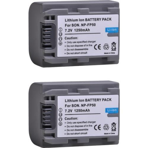 2pc NP FP50 NP-FP50 NPFP50 Camera Battery for Sony NP-FP30 NP-FP50 NP-FP60 NP-FP70 NP-FP71 NP-FP90 DCR-SX40 SX40r SX41 HDR-CX105
