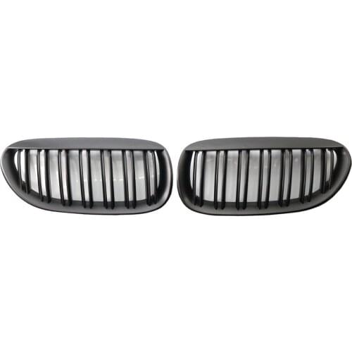 2 Pieces Black Double Slats Front Grille Grill for BMW E63, Professional