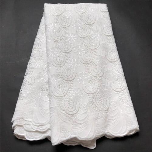 MIQIER High Quality African Nigerian Tulle Lace Fabric Cotton Embroidery Wedding Party Dress Swiss Golden White 2.5Yards Latest