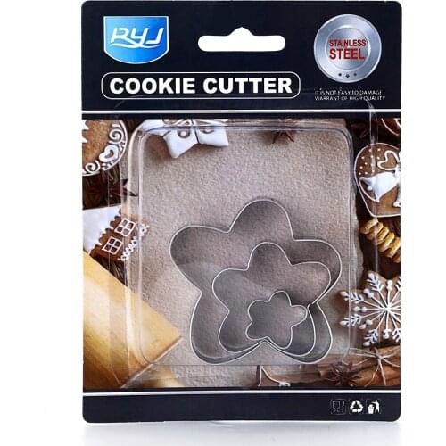 3 pcs Stainless Steel Pentagram Fondant Chocolate Cookie Mold DIY Fruit Cutter Kitchen Baking Cake Decoration Tools