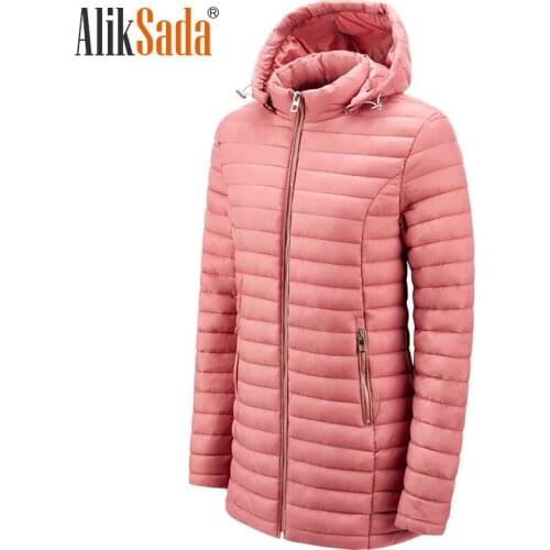 Aliksada 2021 New Winter Womens Long Hooded Coat Simple Women Parkas Warm Breathable Comfortable Winter Womens Coat Parkas
