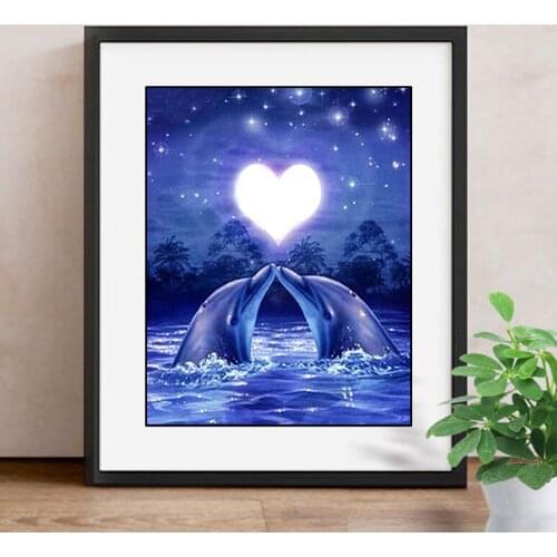 DIY 5D Full Square Diamond Mosaic Dolphins embroidery diamond Painting Cross Stitch Kits Home Decoration