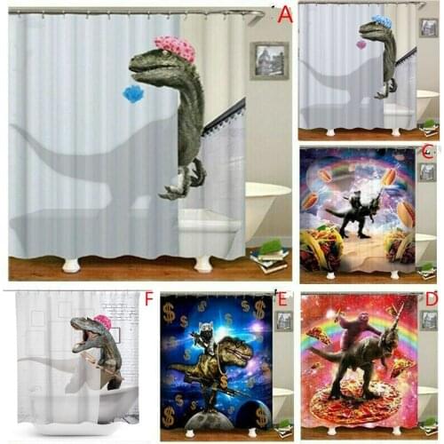 Bathroom Decor Dinosaur Bathroom Shower Curtain Flower Printed Waterproof Bath Toilet Curtain Sets