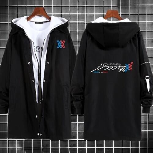 Darling in the Franxx Zero Two 02 black white Overcoat anime Long Trench Coat Cosplay Jacket Long Solid Windbreak Coat