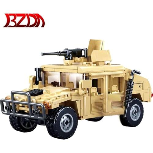 BZDA Military Hummered Jeeped H1 Assault Car Vehicle Building Block Classic Moc Bricks Soldiers Figures Educational Toys For Boy