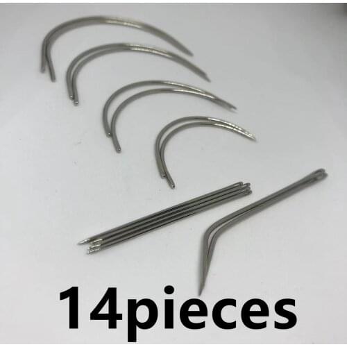 Different Size Stainless Steel Bent Curved Needle for Leather Bag Sewing, 8 pieces a lot