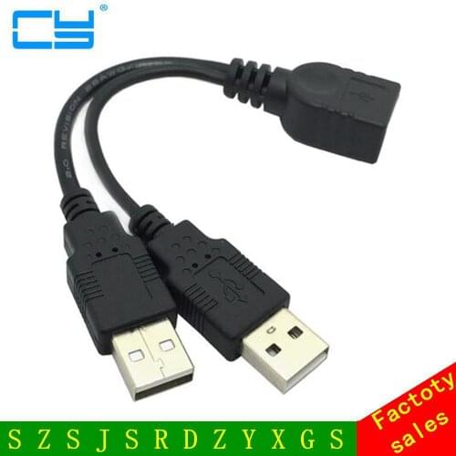USB 2.0 Female A to Dual A Male Extra Power Data Y Cable for 2.5" Hard Disk
