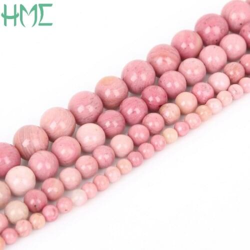 Wholesale 4MM 6MM 8MM 10MM 38cm/lot Round Natural Rhodochrosite Stone Beads For Jewelry Making DIY Charms Bracelet Necklace