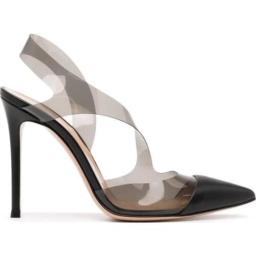 Summer new style transparent PVC fashion pointed toe stiletto single shoes banquet dress large size custom-made womens sandals